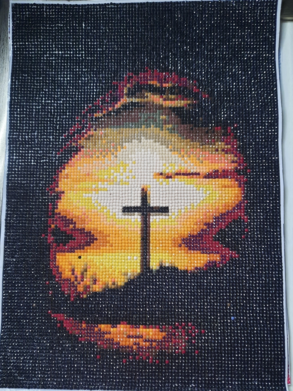Diamond Wall Art ~Sunset Cross~Framed 11x14"